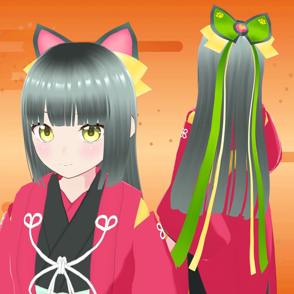 【VRoid用衣装】猫耳リボン髪飾り