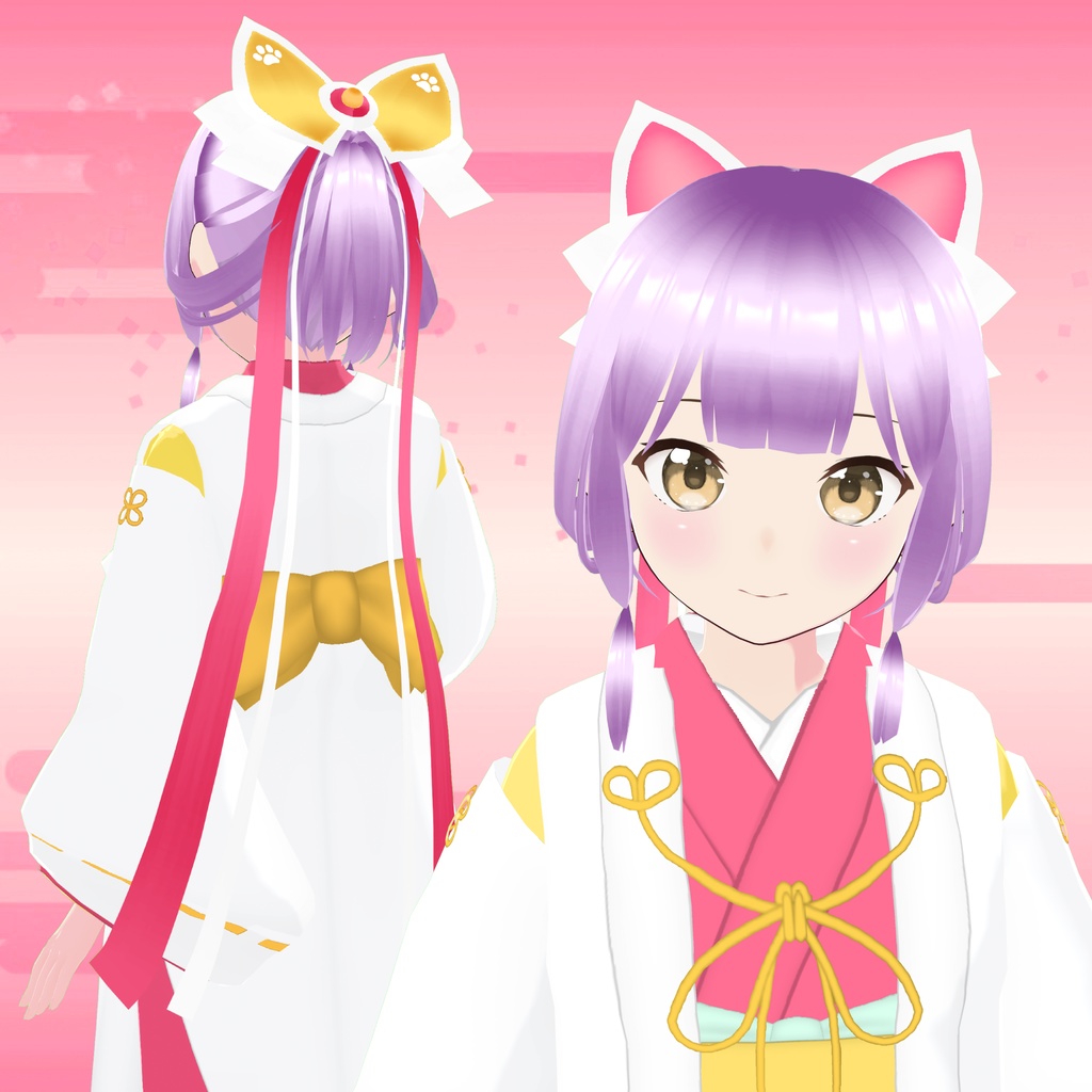 【VRoid用衣装】猫耳リボン髪飾り