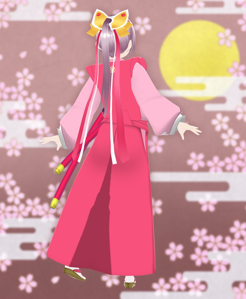 【VRoid用衣装&アバター】猫耳リボン武士セット