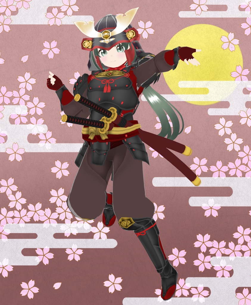 【VRoid衣装&アバター】鎧兜武者娘セット