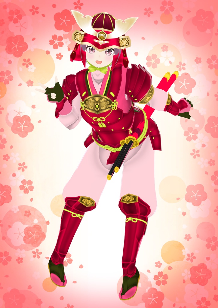 【VRoid衣装&アバター】鎧兜武者娘セット2