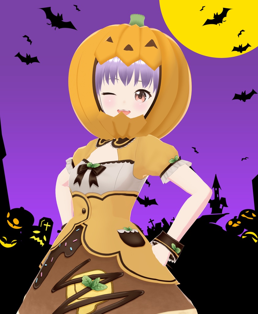 【VRoid用衣装】ハロウィンかぼちゃマスク【ジャックオランタン】