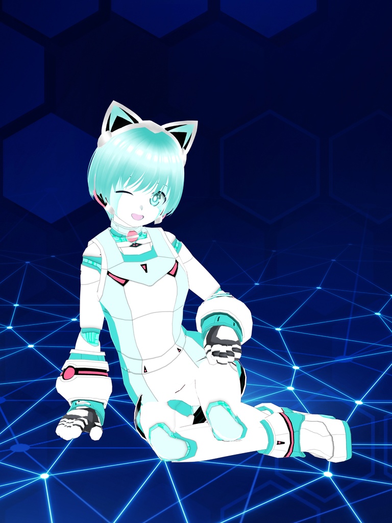 VRoid猫耳ロボ-DXパワーアップセット【衣装&VRMアバター】