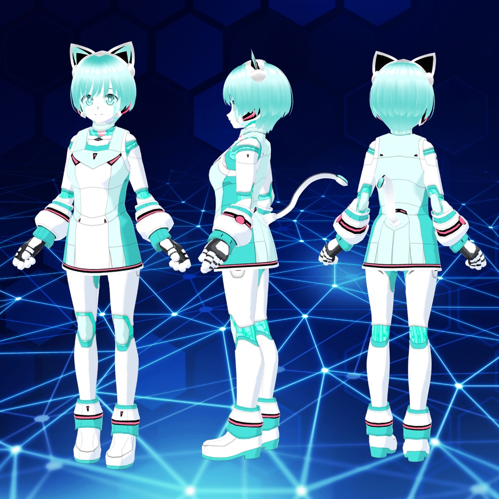 VRoid猫耳ロボ-DXパワーアップセット【衣装&VRMアバター】