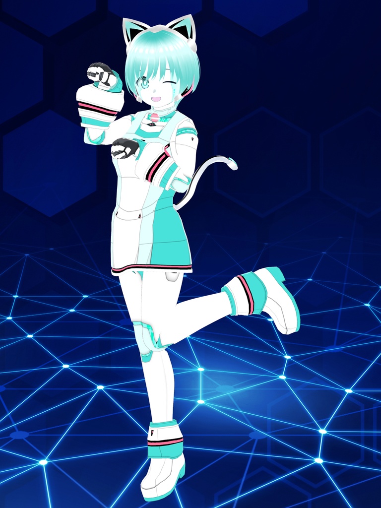 VRoid猫耳ロボ-DXパワーアップセット【衣装&VRMアバター】