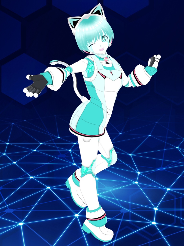 VRoid猫耳ロボ-DXパワーアップセット【衣装&VRMアバター】
