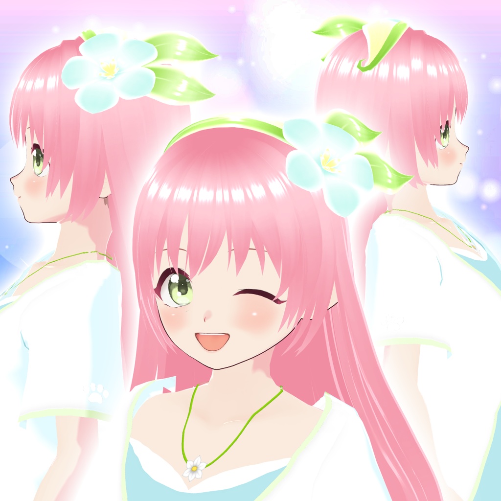 【VRoidアクセサリー】花の髪飾り&ペンダント