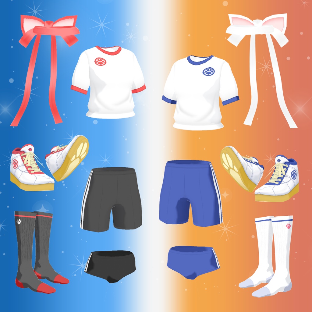 【VRoid衣装&アバター】紅VS白 対決DXセット【ねこ学園】