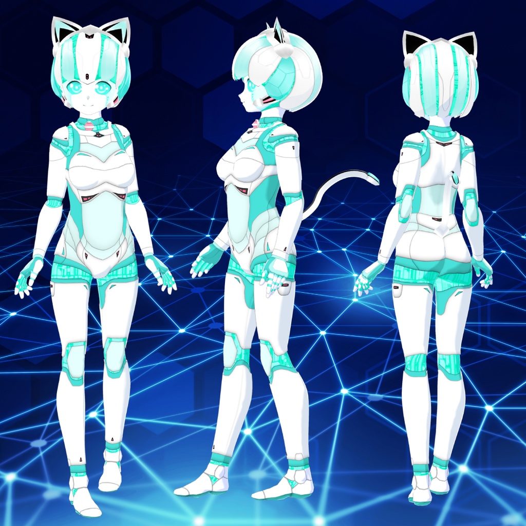 VRoid猫耳ロボ-メカフェイスverセット【衣装&アバター】