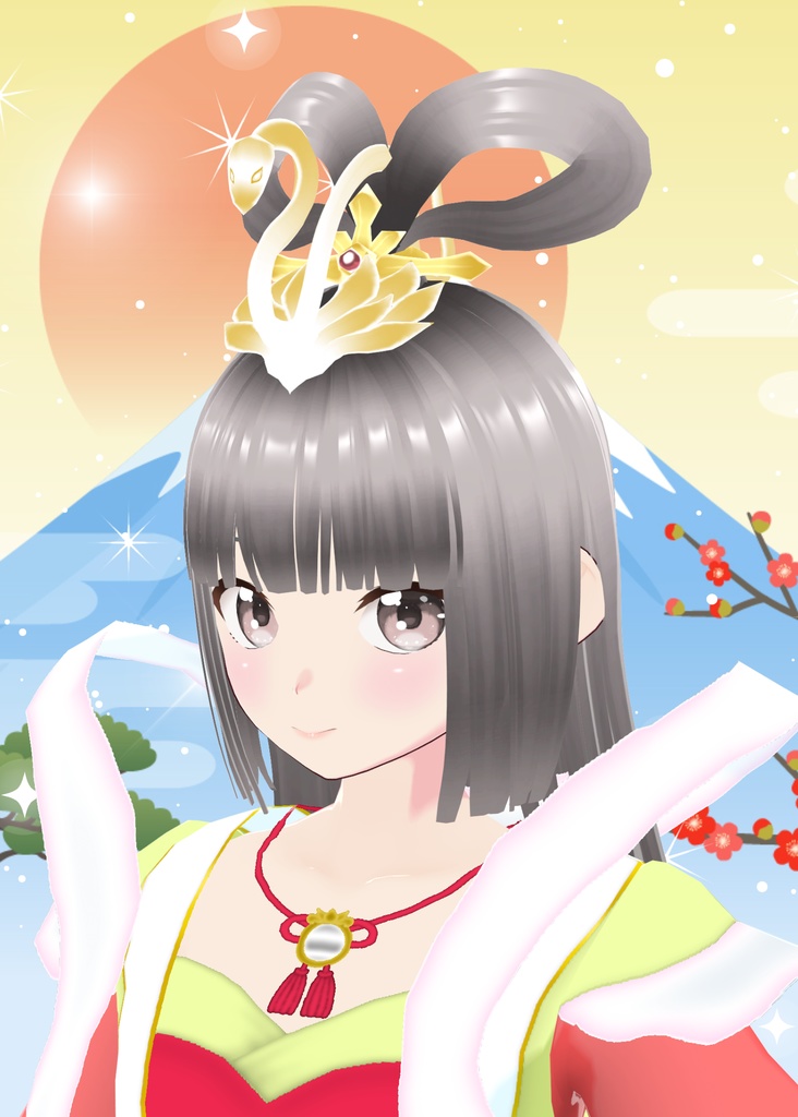 【VRoid用衣装】へびの髪飾り