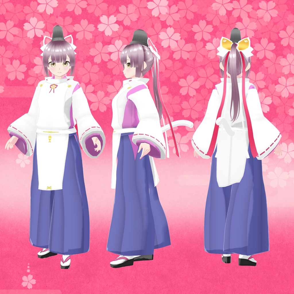 【VRoid用衣装&アバター】ねこみみ陰陽師セット