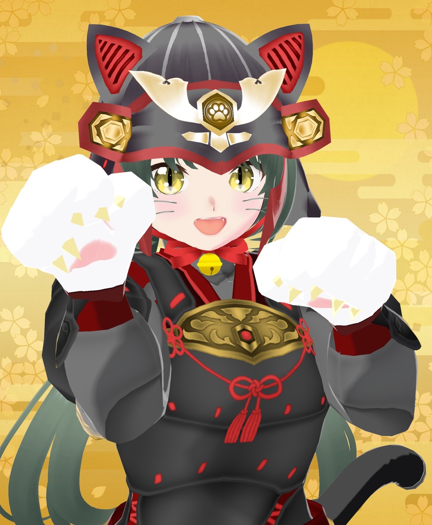 【VRoid衣装&アバター】ねこ武者娘セット