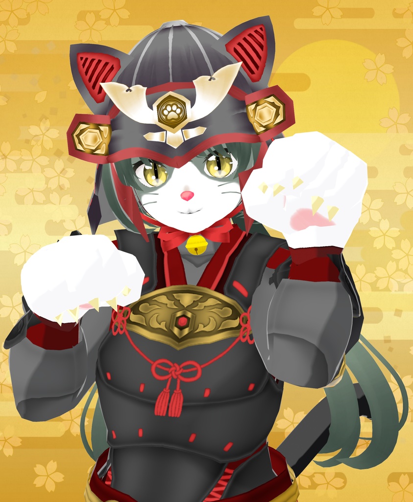 【VRoid衣装&アバター】ねこ武者娘セット