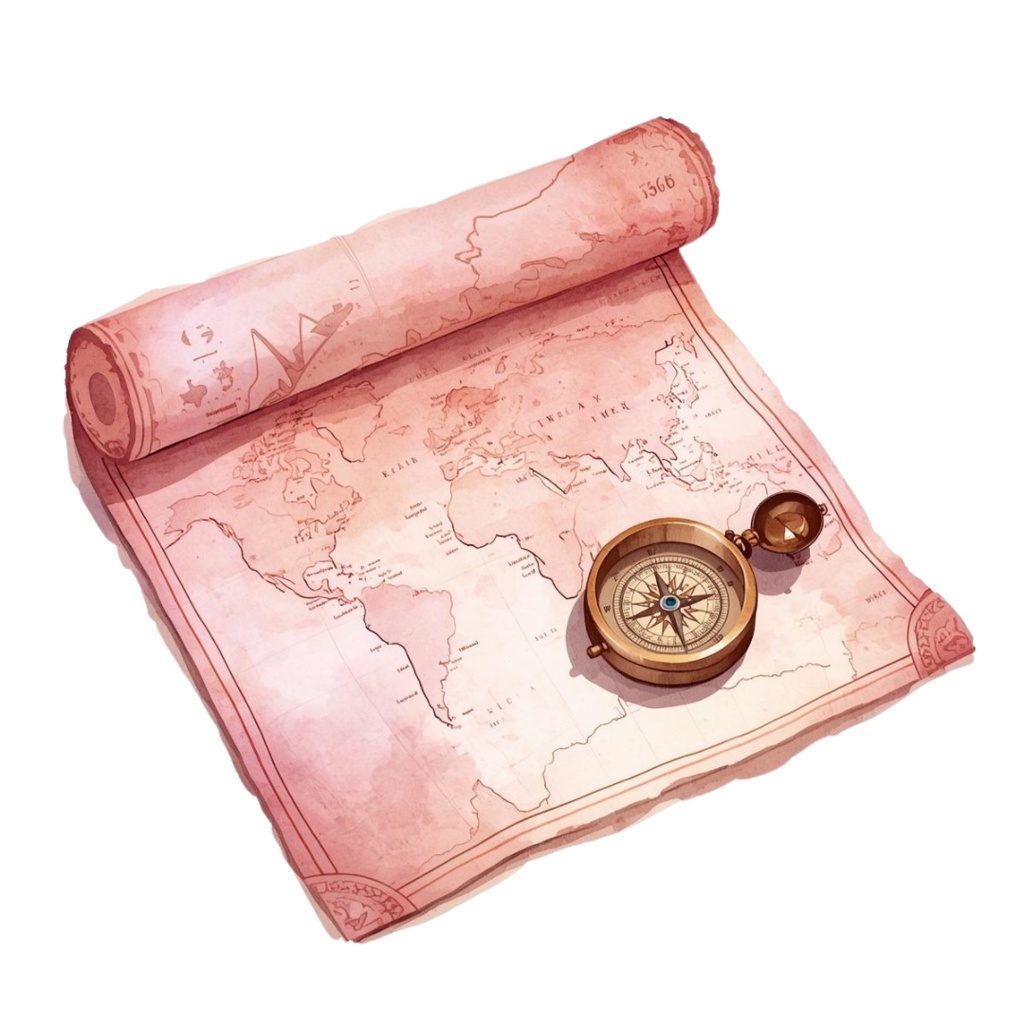 アンティークピンクが可愛い*旅行シリーズ水彩クリップアート(全12点セット/PNG透過)