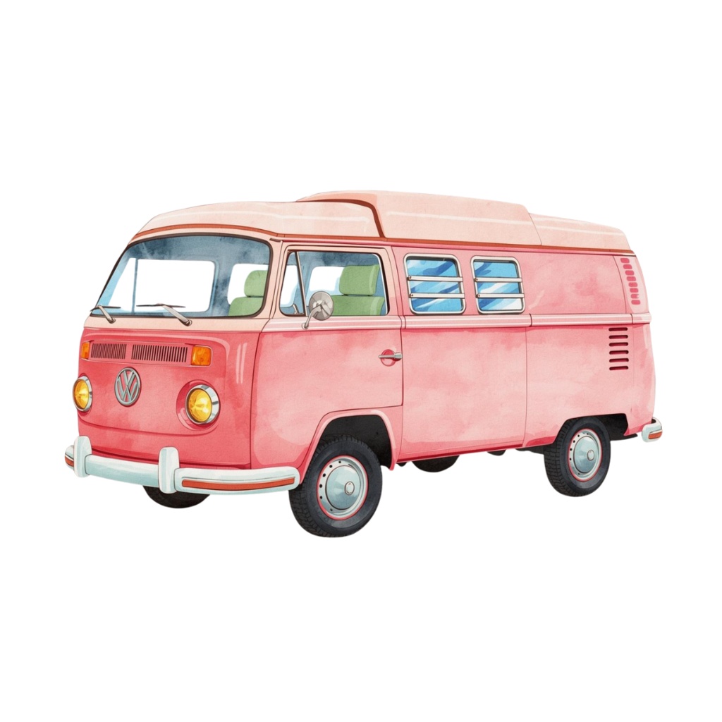 アンティークピンクが可愛い*旅行シリーズ水彩クリップアート(全12点セット/PNG透過)