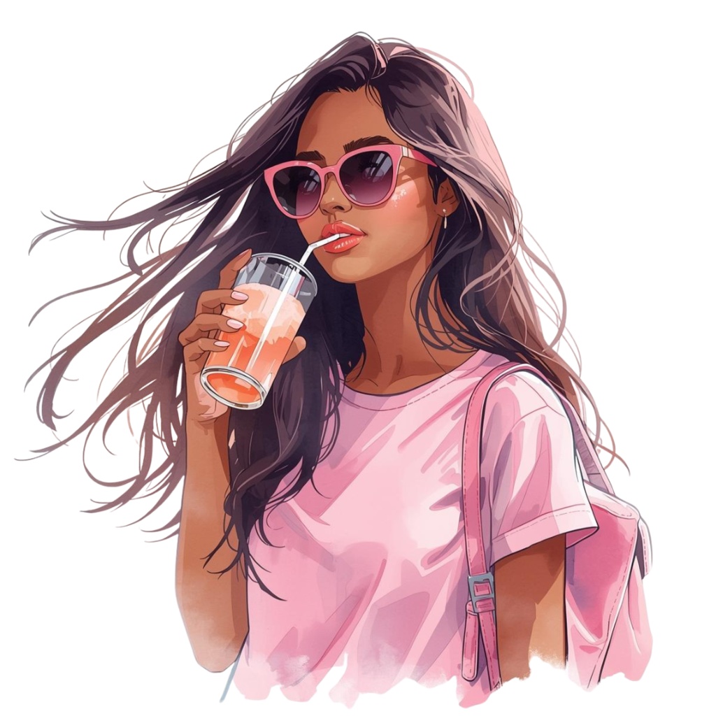 アンティークピンクが可愛い*旅行シリーズ水彩クリップアート(全12点セット/PNG透過)