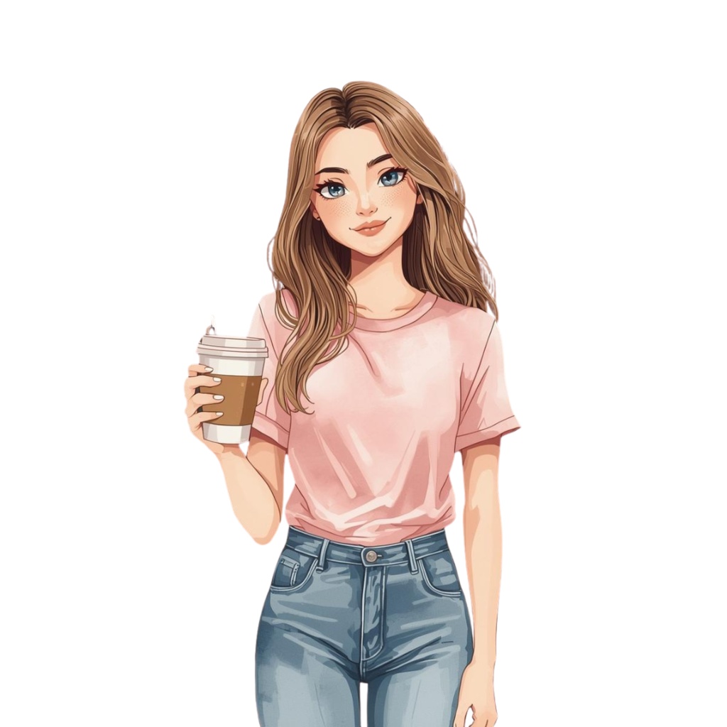 水彩画風アンティークピンクのカフェクリップアート12点セット(PNG背景透過)