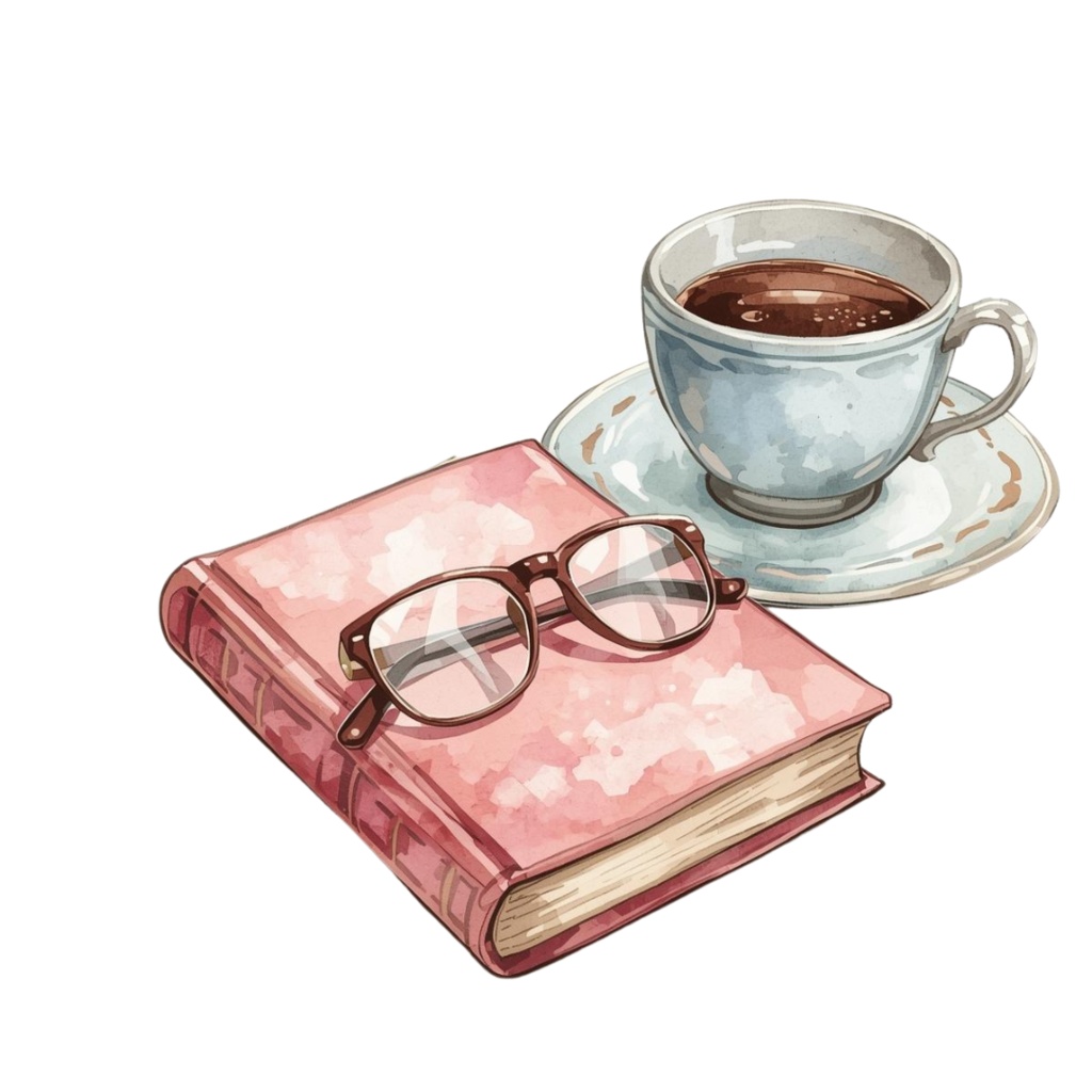 水彩画風アンティークピンクのカフェクリップアート12点セット(PNG背景透過)