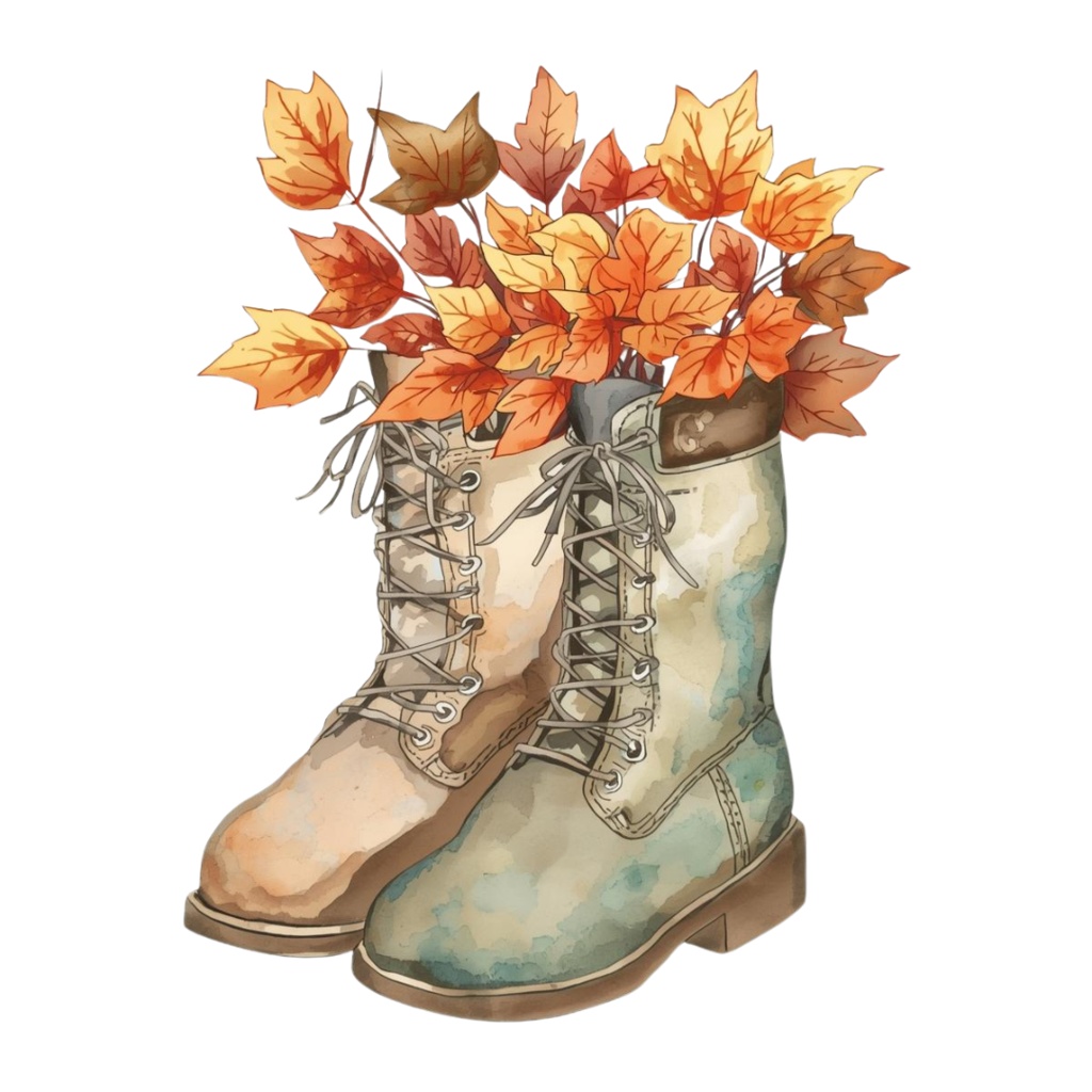 水彩画風アンティーク可愛い秋シリーズ クリップアート12点セット(PNG背景透過