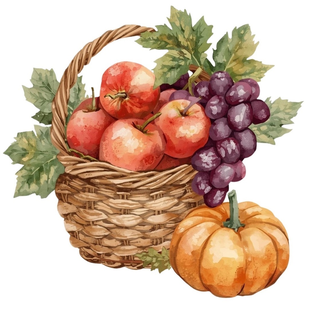 水彩画風*アンティーク可愛い秋シリーズ クリップアート12点セット(PNG背景透過)