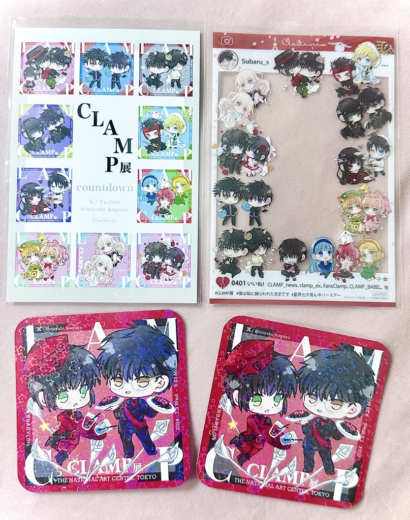 CLAMP展 コラボカフェ桜ホログラムコースター 1枚 東京BABYLONイカ墨トマトにんにくパスタ/X 天の龍・地の龍ドリンク