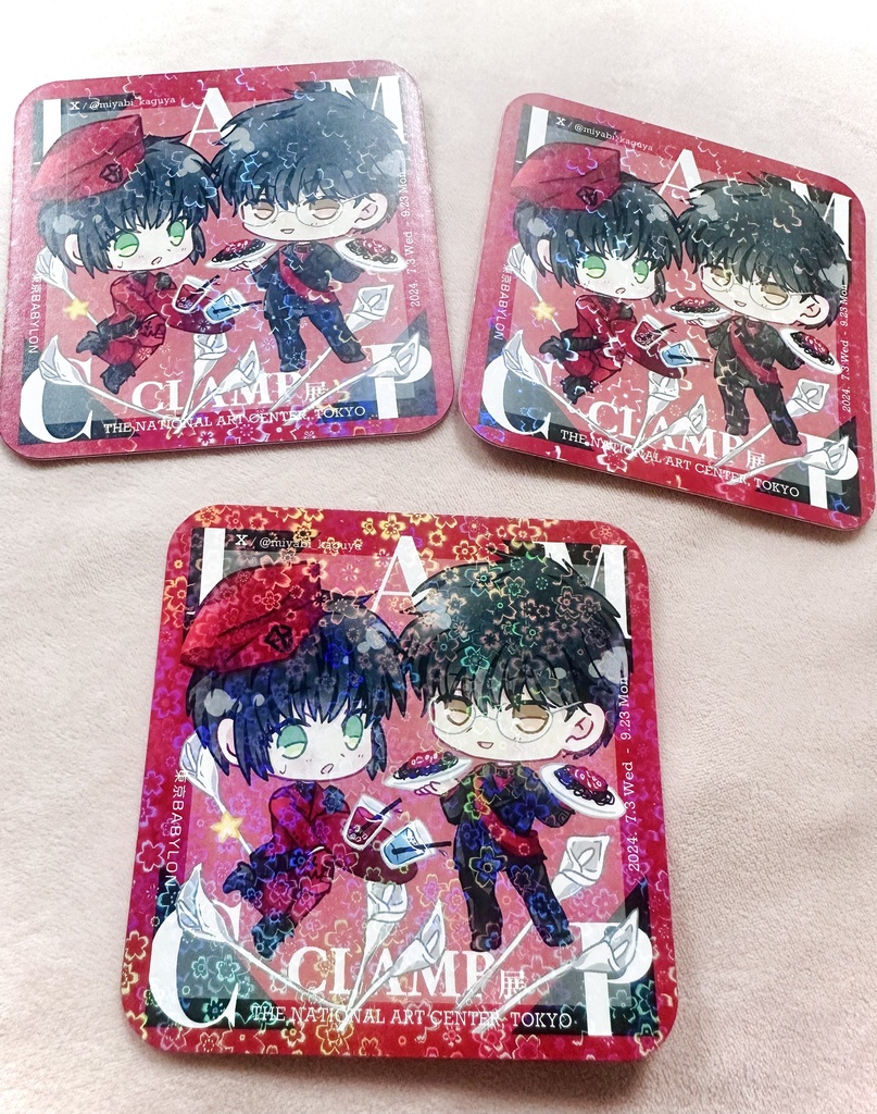 CLAMP展 コラボカフェ桜ホログラムコースター 1枚 東京BABYLONイカ墨トマトにんにくパスタ/X 天の龍・地の龍ドリンク