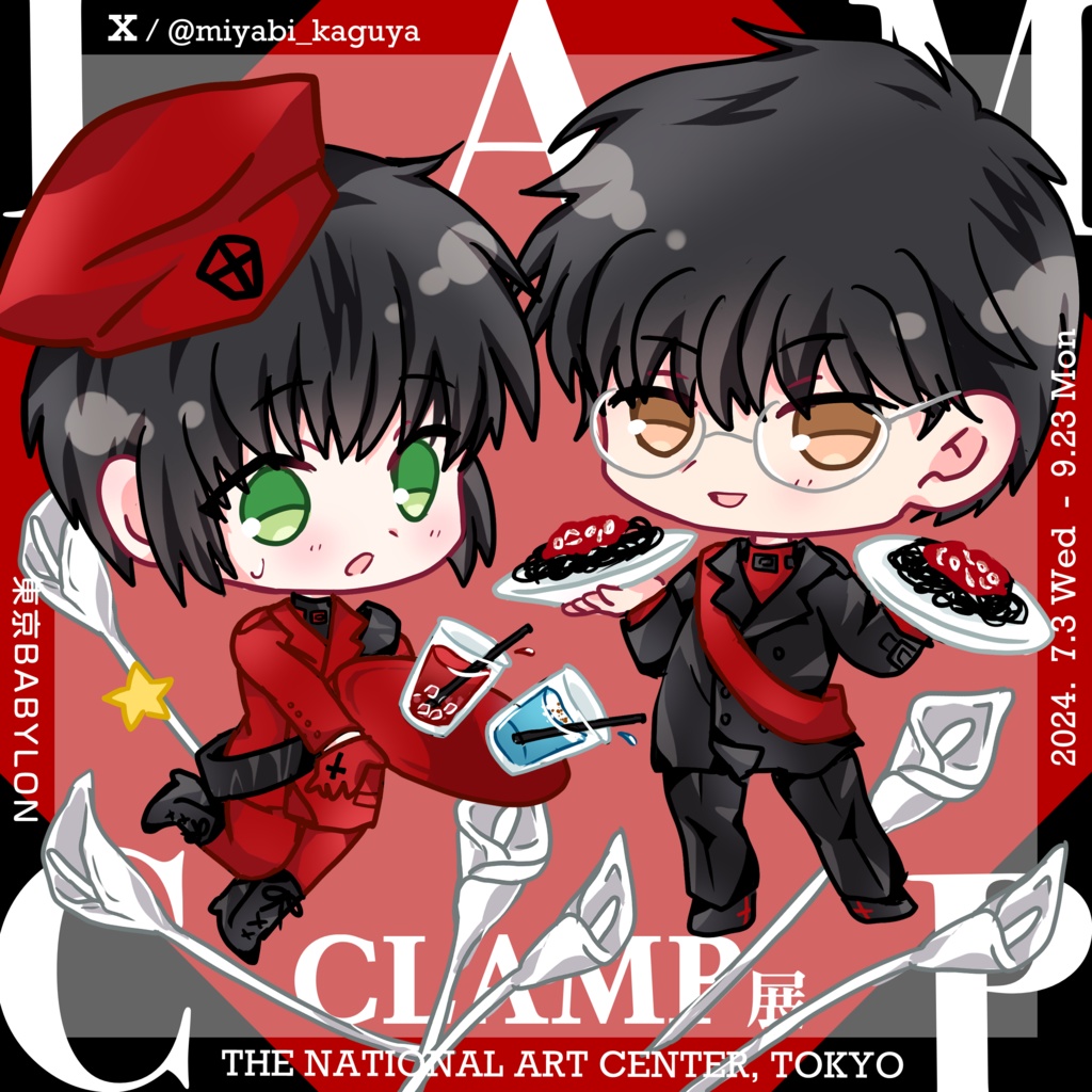 CLAMP展　コラボカフェ桜ホログラムコースター　１枚　東京BABYLONイカ墨トマトにんにくパスタ／X 天の龍・地の龍ドリンク