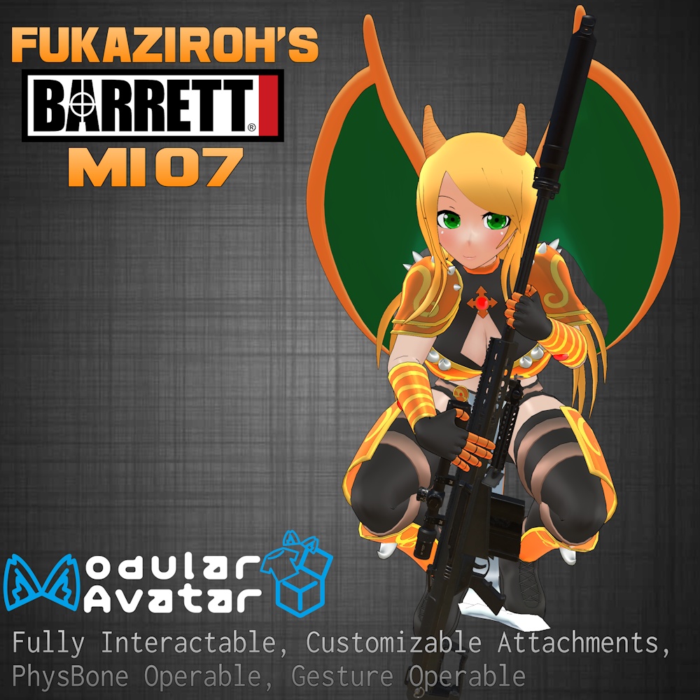 Barrett M107 AMR (Modular Avatar) | PhysBones / Gesture controlled