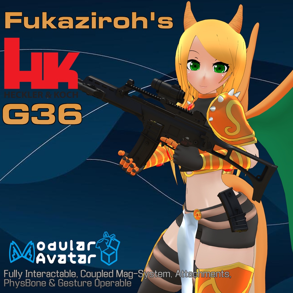 G36 Assault Rifle (Modular Avatar) | PhysBones / Gesture Controlled