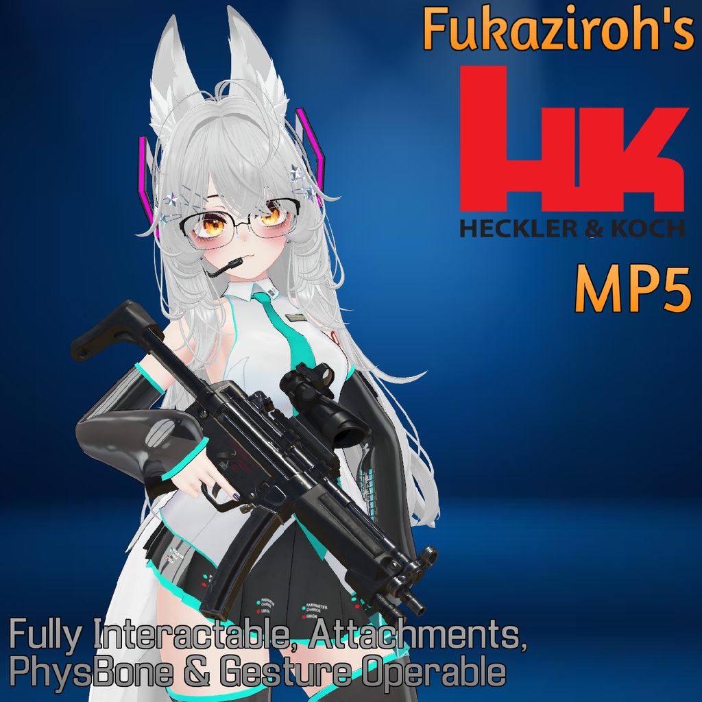 MP5 SMG (Modular Avatar) | Gesture/PhysBone Controlled