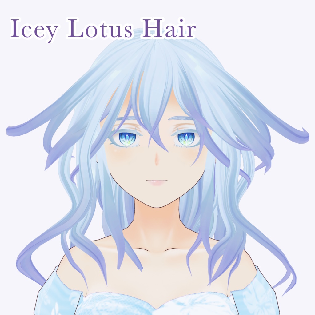 【Vroid】2way ヘアプリセット Icey Lavender & Lotus hair Preset【2 Styles Included】