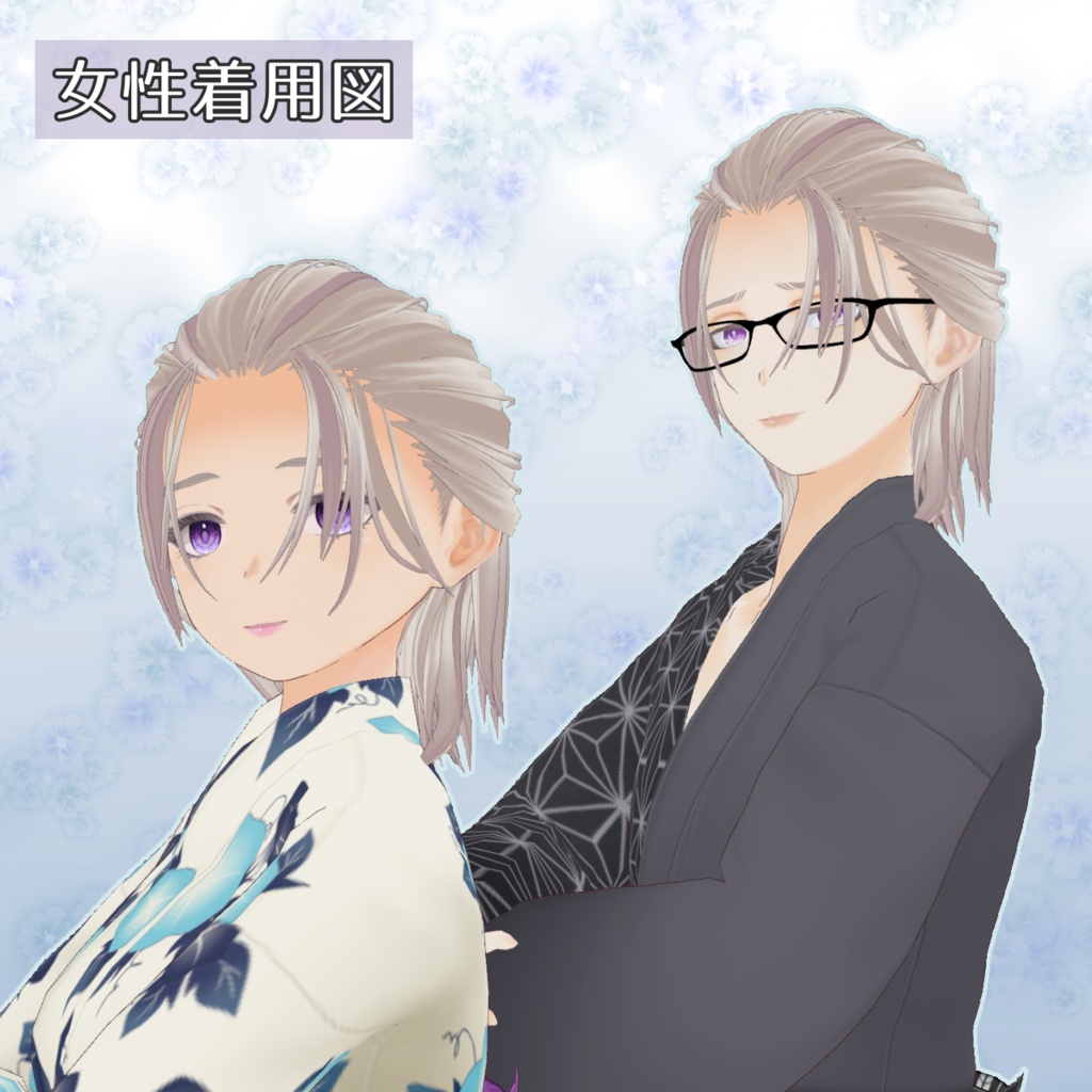 【Vroid】男性用 ハーフアップ ヘアプリセット half up hair style for male