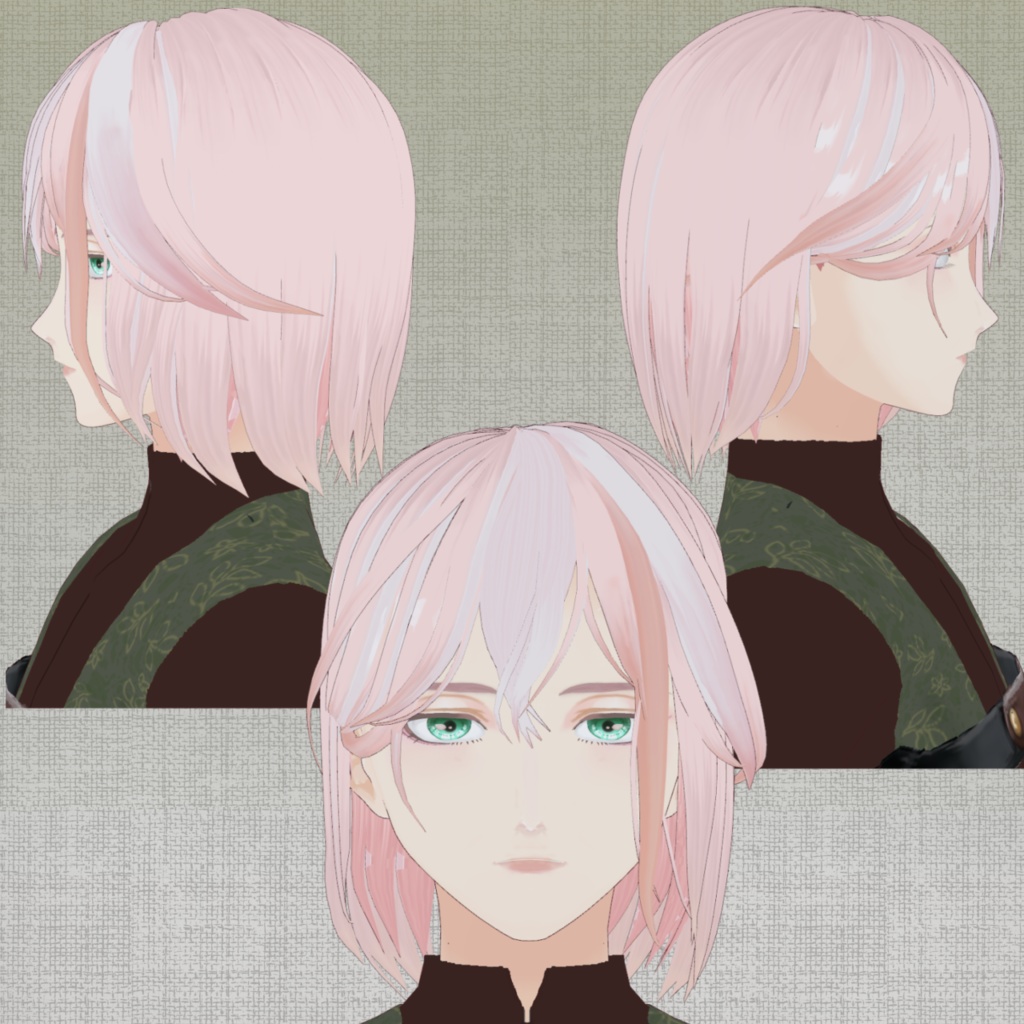【Vroid】男性用ボブヘアプリセット Bob hairstyle for men