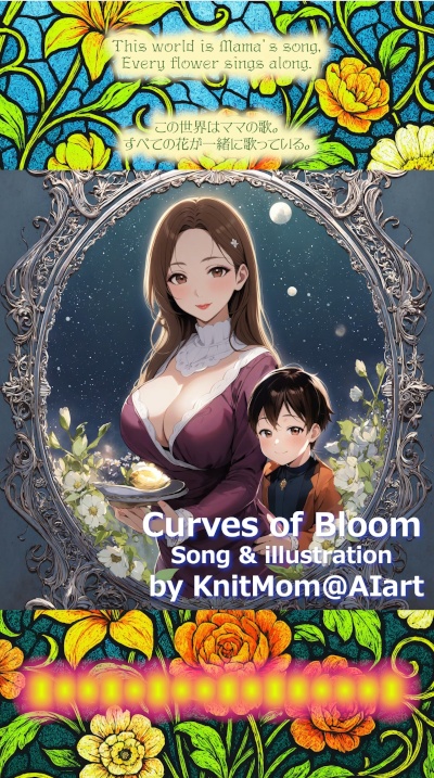 【音楽付きイラスト集】KnitMom@AIart「 Curves of Bloom 」歌1曲付き