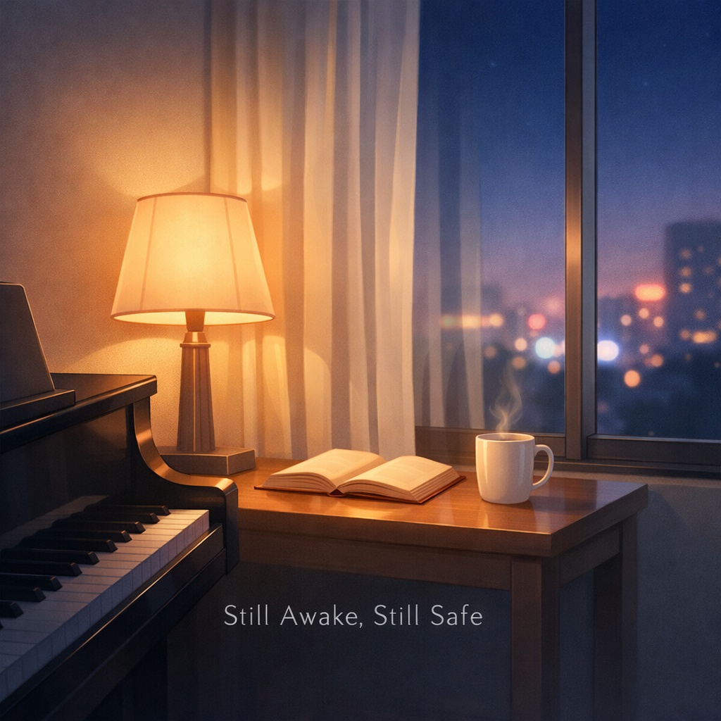 【インストルメンタル曲:DnB piano】KnitMom@AIartの真面目なアルバム『Still Awake, Still Safe』
