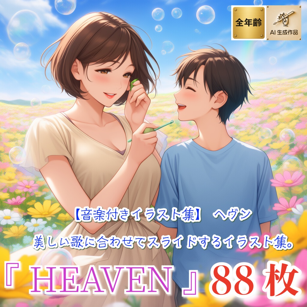 【音楽付きイラスト集 PDF,mp4】KnitMom@AIart『 HEAVEN・ヘヴン 』 歌１曲付き