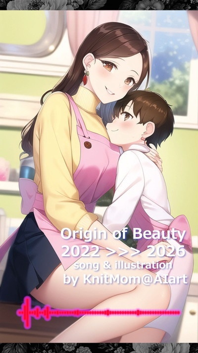 【PDF,mp4】🌸KnitMom@AIart 生成AI黎明期 音楽付きイラスト集『Origin of Beauty 2022 >>> 2026』