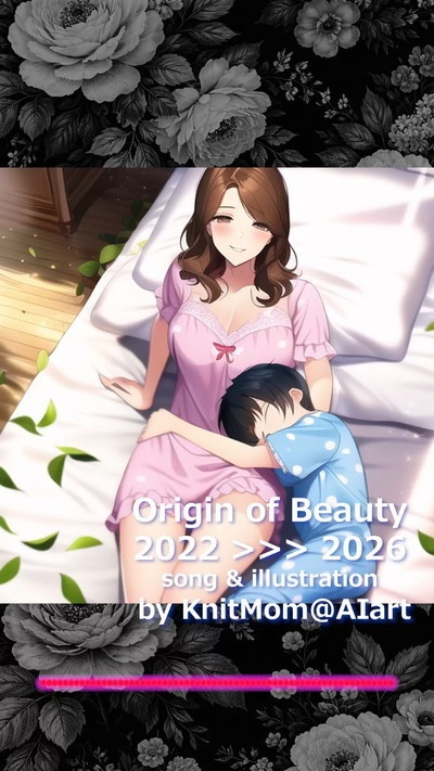 【PDF,mp4】🌸KnitMom@AIart 生成AI黎明期 音楽付きイラスト集『Origin of Beauty 2022 >>> 2026』