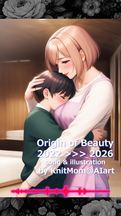 【PDF,mp4】🌸KnitMom@AIart 生成AI黎明期 音楽付きイラスト集『Origin of Beauty 2022 >>> 2026』