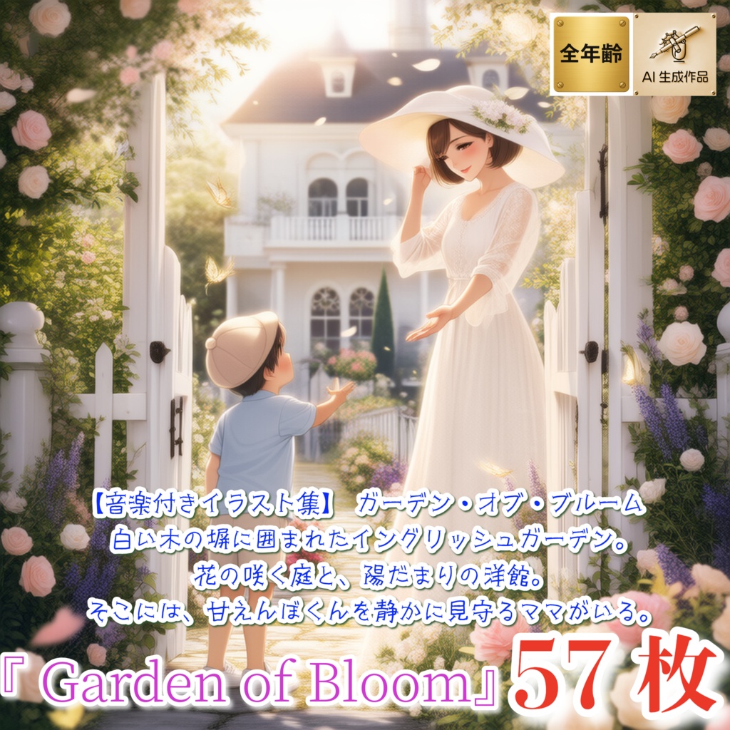 【PDF,mp4】KnitMom@AIart 音楽付きイラスト集『Garden of Bloom』