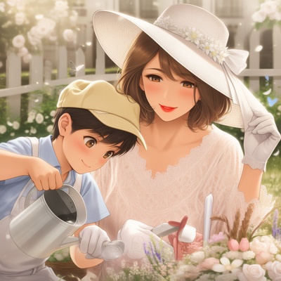 【PDF,mp4】KnitMom@AIart 音楽付きイラスト集『Garden of Bloom』
