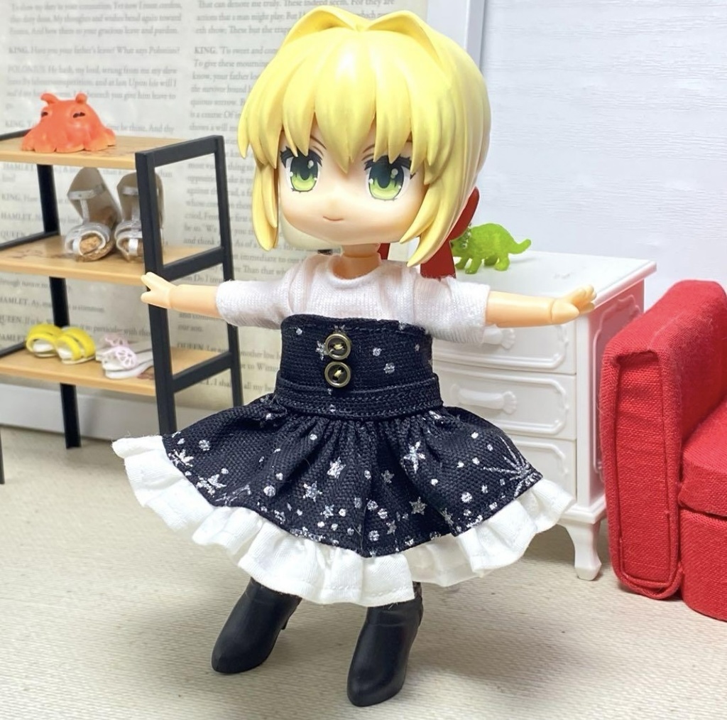 Tシャツ&ベアトップワンピース(銀星黒)