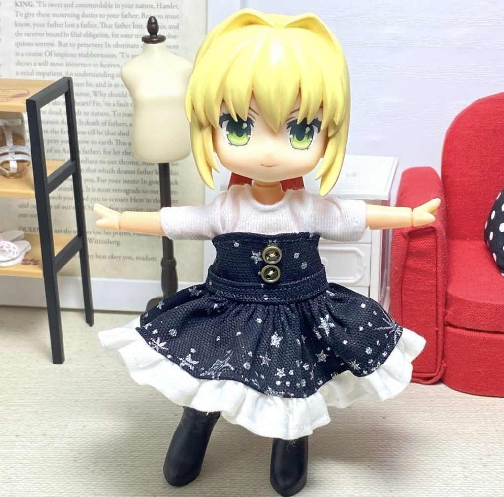 Tシャツ&ベアトップワンピース(銀星黒)