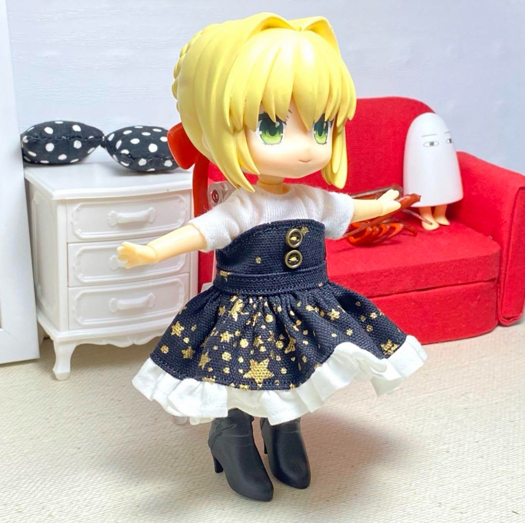 Tシャツ&ベアトップワンピースセット(金星黒)