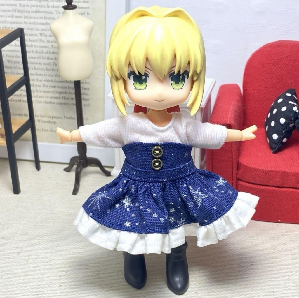 Tシャツ&ベアトップワンピースセット(銀星紺)