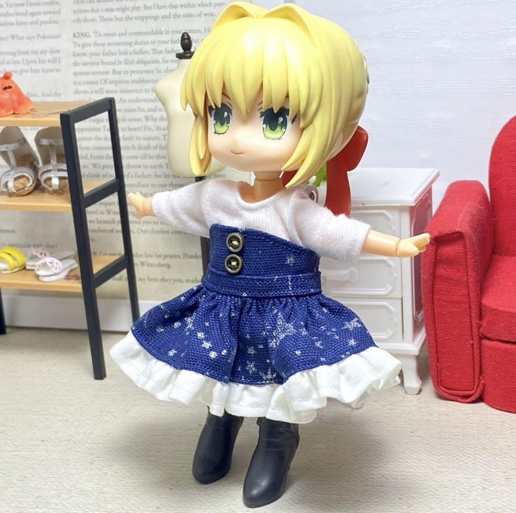 Tシャツ&ベアトップワンピースセット(銀星紺)