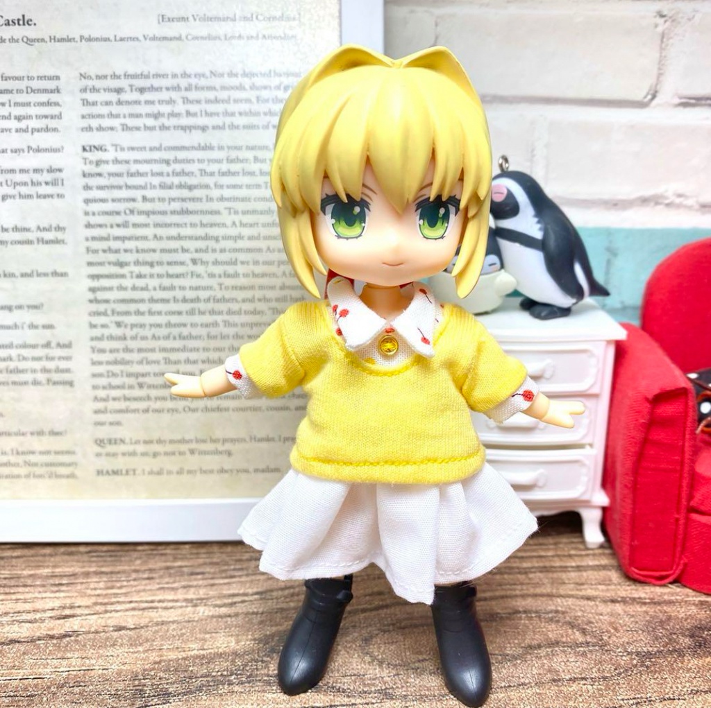 襟付きニットシャツ(さくらんぼ)&スカートセット