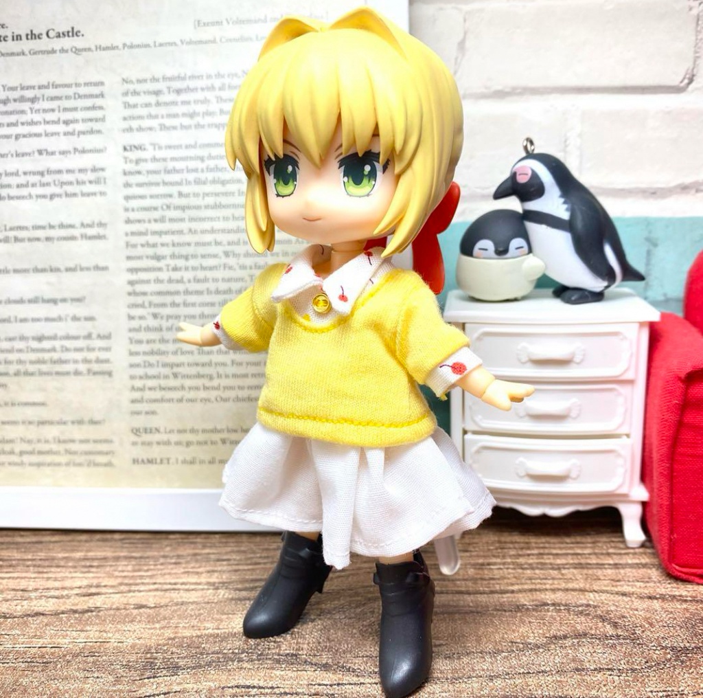 襟付きニットシャツ(さくらんぼ)&スカートセット