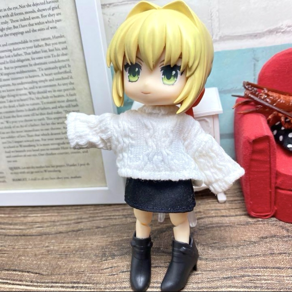 ニットセーター(アラン白)&タイトスカート(短)セット