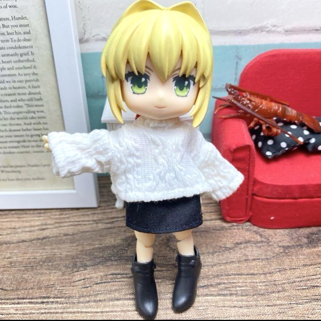 ニットセーター(アラン白)&タイトスカート(短)セット